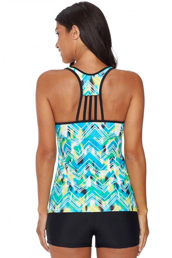 Zelen tankini top in kratke hlače Kinley