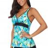 Zelen tankini top in kratke hlače Kinley