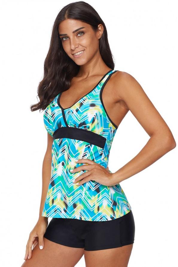 Zelen tankini top in kratke hlače Kinley
