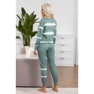 Zelen tie dye komplet Leila s puloverjem in hlačami za prosti čas