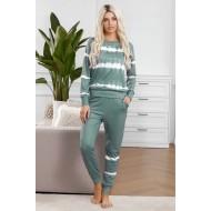 Zelen tie dye komplet Leila s puloverjem in hlačami za prosti čas