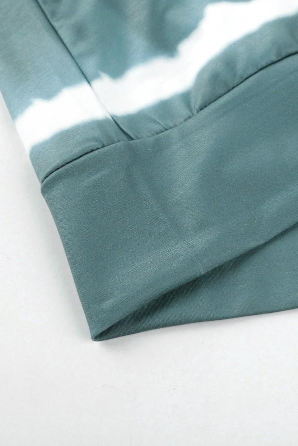 Zelen tie dye komplet Leila s puloverjem in hlačami za prosti čas