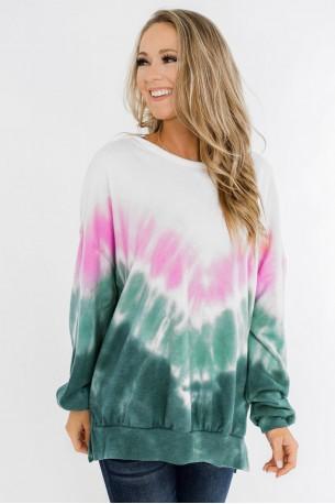 Zelen tie dye ombre pulover Gianna