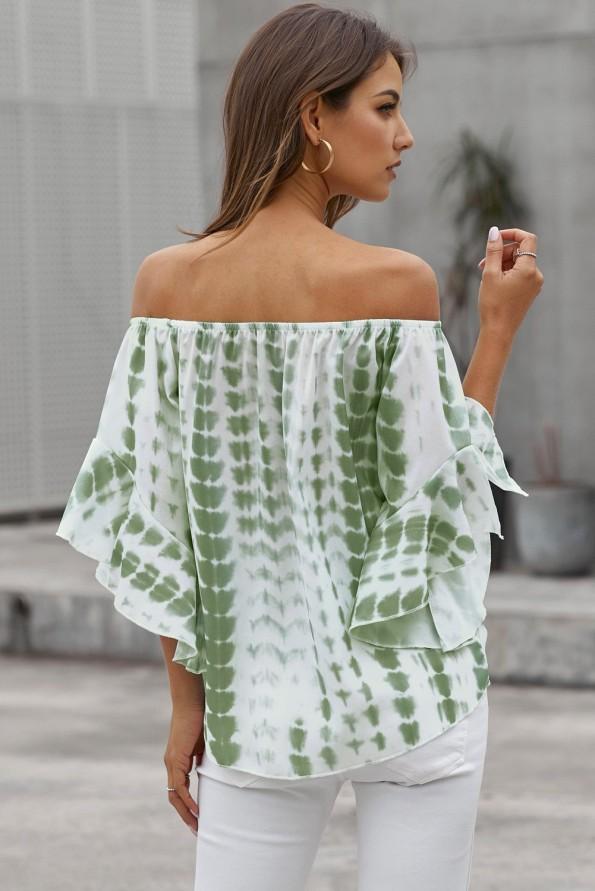 Zelena bluza Gabriela s tie dry vzorcem in vozlom