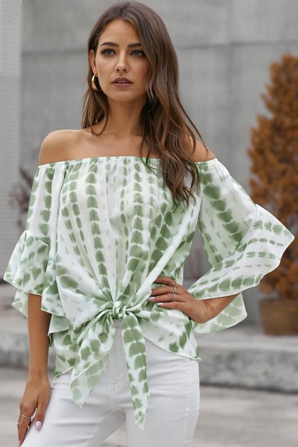 Zelena bluza Gabriela s tie dry vzorcem in vozlom