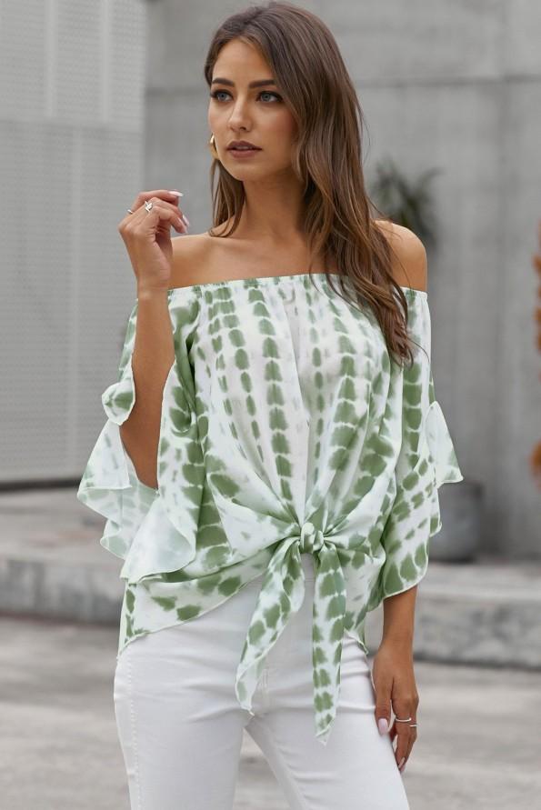 Zelena bluza Gabriela s tie dry vzorcem in vozlom