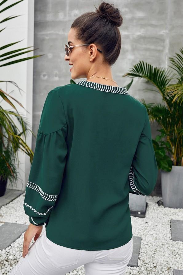 Zelena bluza Hanna s potiskom na vratu in rokavih
