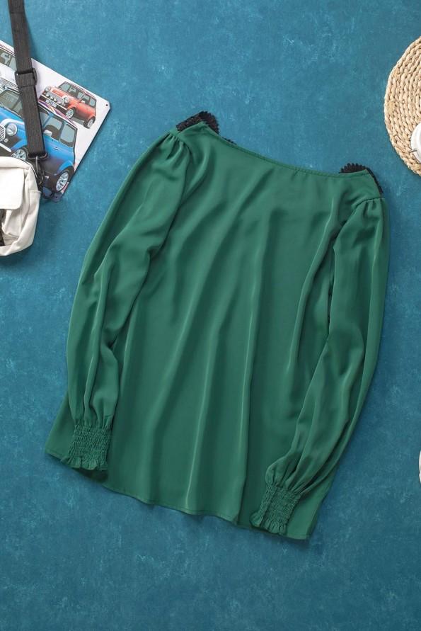 Zelena bluza s čipkami Ariana
