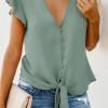 Zelena bluza Vivian z vozlom