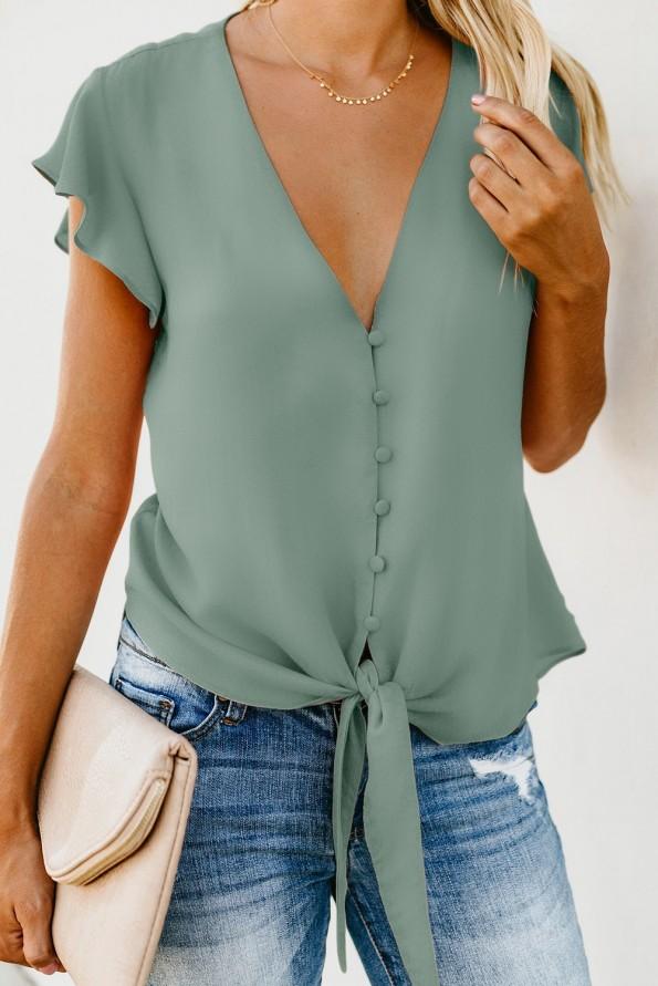 Zelena bluza Vivian z vozlom