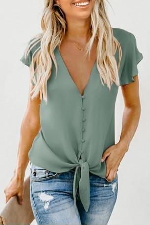 Zelena bluza Vivian z vozlom