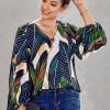 Zelena boho bluza Angelina z rokavi na balon