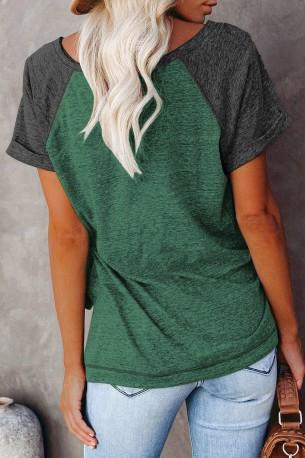 Zelena kratka majica Delaney z raglan rokavi