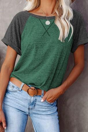 Zelena kratka majica Delaney z raglan rokavi