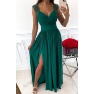 Zelena maxi obleka s čipko Tayda