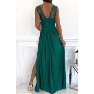 Zelena maxi obleka s čipko Tayda