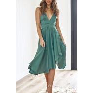 Zelena midi obleka brez rokavov Nova