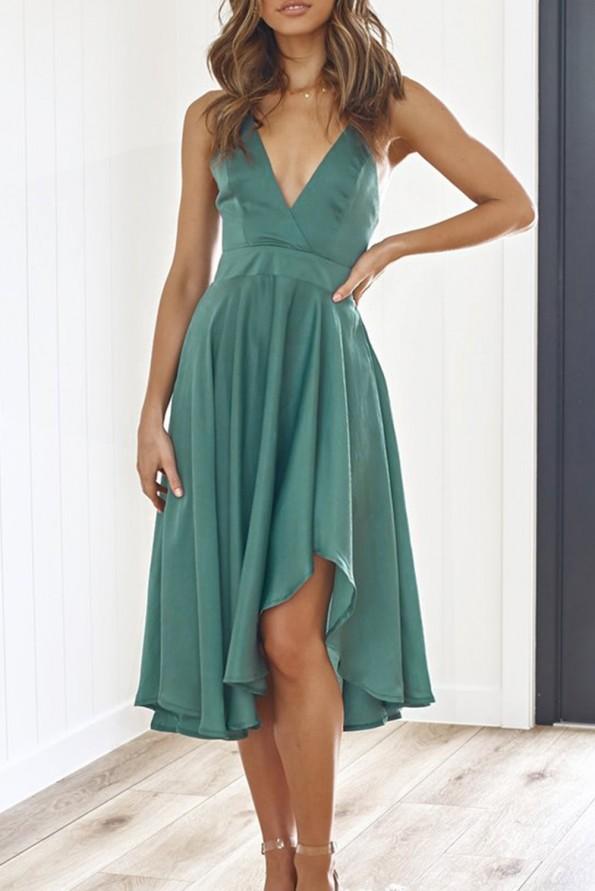 Zelena midi obleka brez rokavov Nova