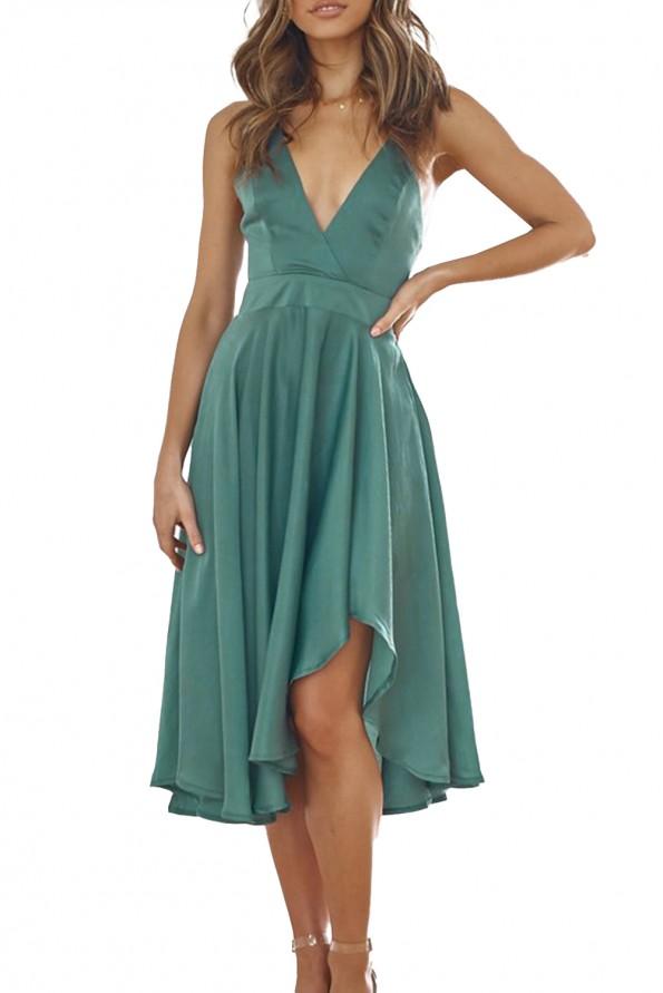 Zelena midi obleka brez rokavov Nova