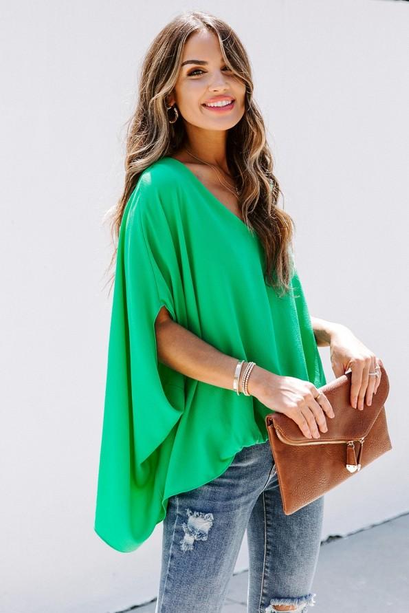Zelena ohlapna bluza Anna