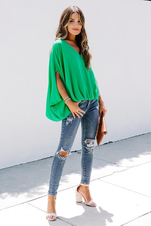 Zelena ohlapna bluza Anna