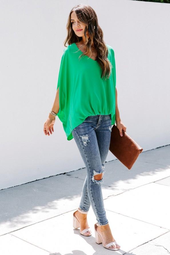 Zelena ohlapna bluza Anna