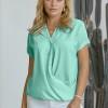 Zelena preklopna bluza Allie z gumbi