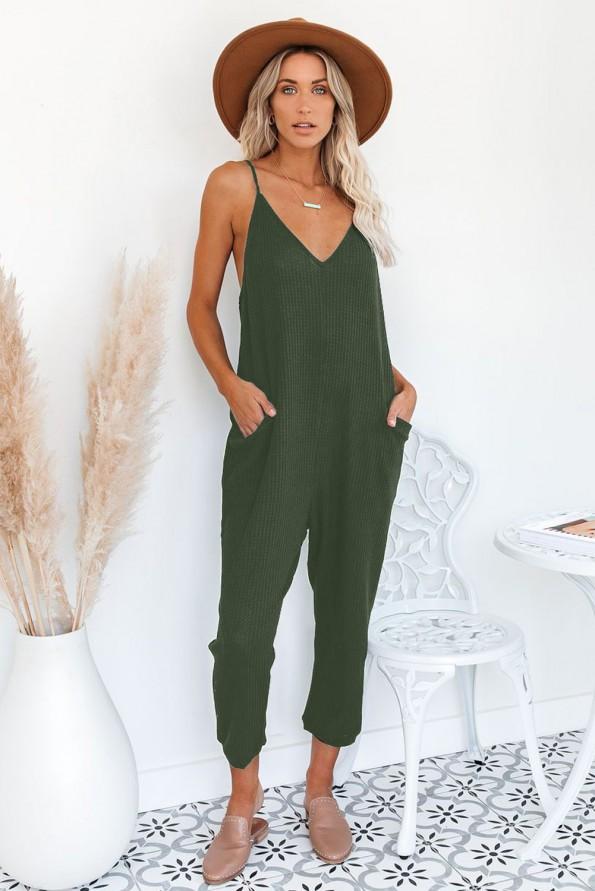 Zeleni kombinezon z žepi Noa