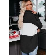 Ženski ohlapen črni pleten pulover Lina