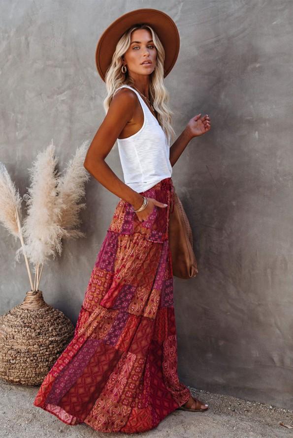 Zložljivo maksimalno krilo z žepom s tiskom na paisley Emily