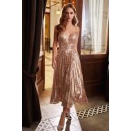  Elegantna dolga obleka z V-izrezom in z bleščicami Iris