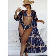 3-delni komplet kopalk v modri barvi s pregrinjalom Sanaya