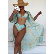 3-delni komplet kopalk v plavi barvi in s pregrinjalom Pia