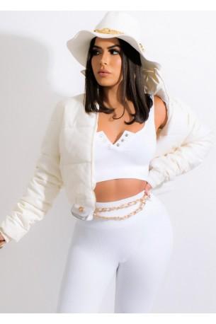 Bela usnjena jakna Bella