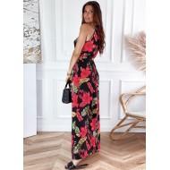 Dolga obleka s cvetličnim tiskom brez rokavov in z O-izrezom Rihanna