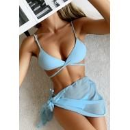 Dvodelne kopalke z modrim trakom in z V-izrezom Sweety