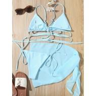 Dvodelne kopalke z modrim trakom in z V-izrezom Sweety