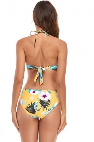 Dvodelne kopalke z rumenimi bikini trakovi in s cvetličnim tiskom Diana