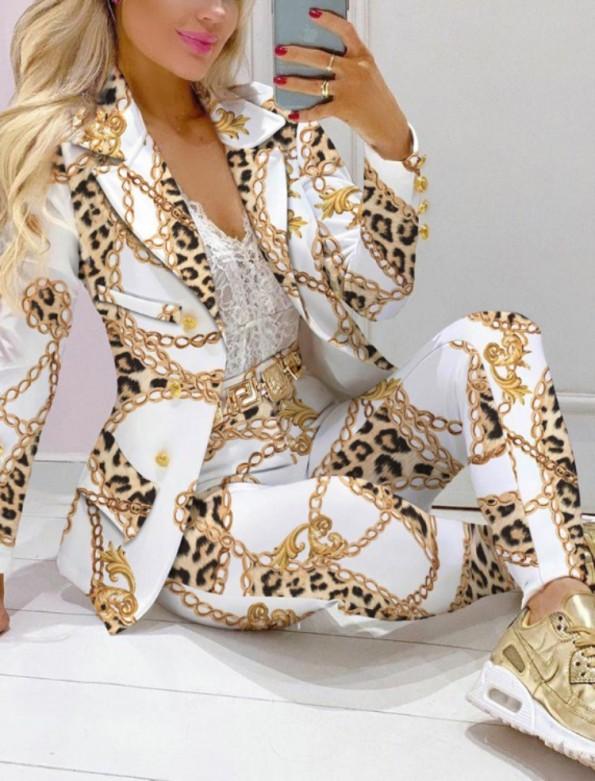 Dvodelni komplet suknjiča in hlače iz zlatih verižic Gigi