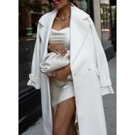 Eleganten dolgi zimski plašč z odloženim ovratnikom Enna