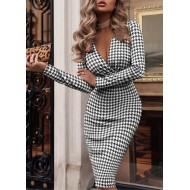 Elegantna karirasta formalna obleka z dolgimi rokavi Jolie