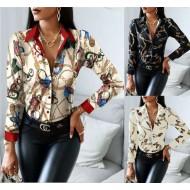 Elegantna majica z dolgimi rokavi v retro verižici Joana