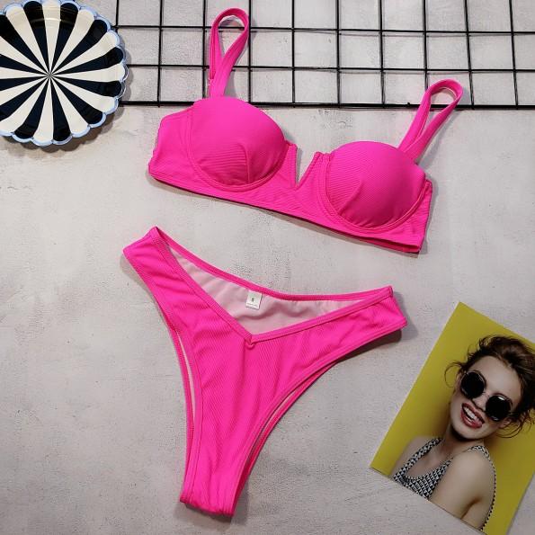 Enobarvne dvodelne Push Up kopalke Rachel