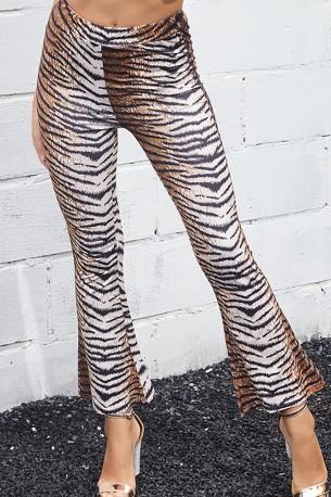 Hlače z visokim pasom z leopardovim tiskom Leona