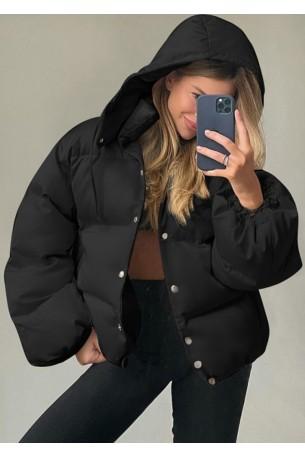 Jakna s črnim gumbom in s kapuco Emma