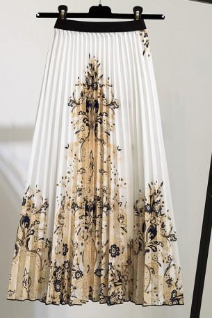 Jesensko nagubano maksi krilo z visokim pasom Valeria