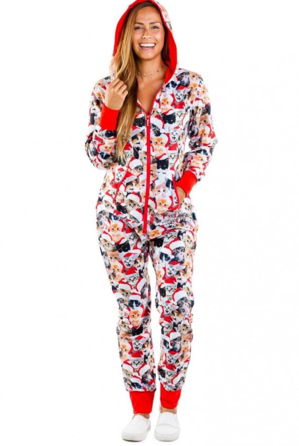 Kombinezon s kapuco na zadrgo s kontrastnim vzorcem Christams