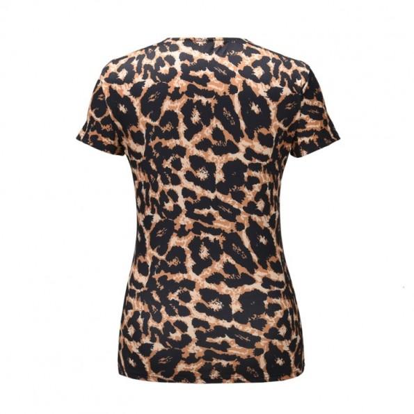 Majica s kratkimi rokavi z leopardjim potiskanim in čipkami Aria