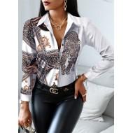 Majica z dolgimi rokavi s formalnim potiskom in ovratnikom Inna