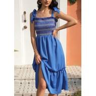 Modra midi obleka brez rokavov Skyla